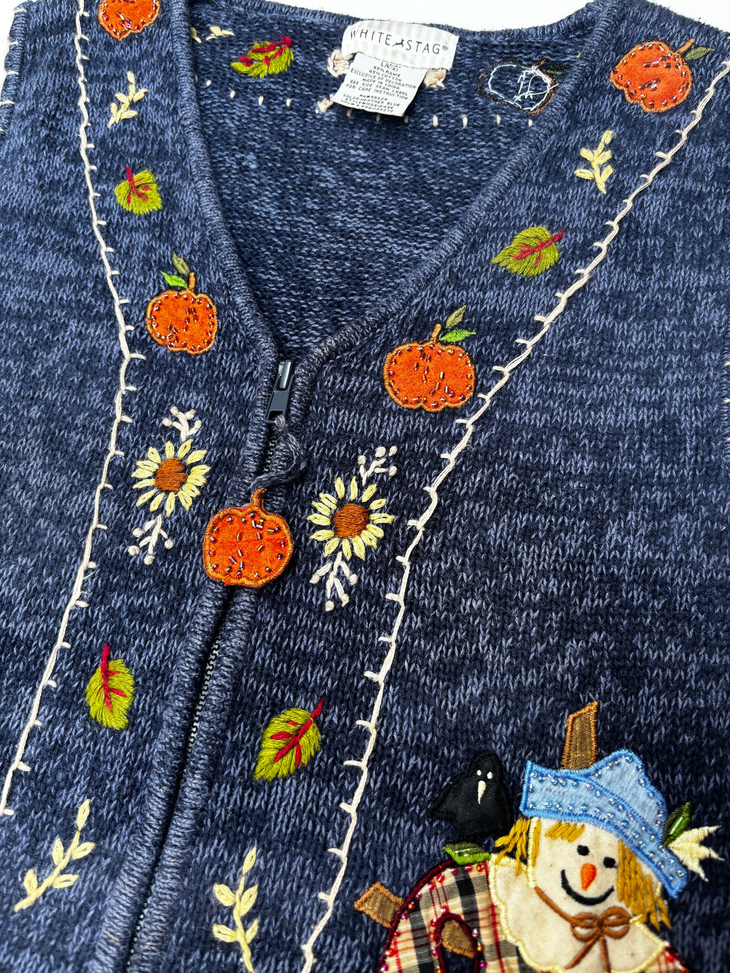 Vintage Blue Scarecrow Zipped Waistcoat