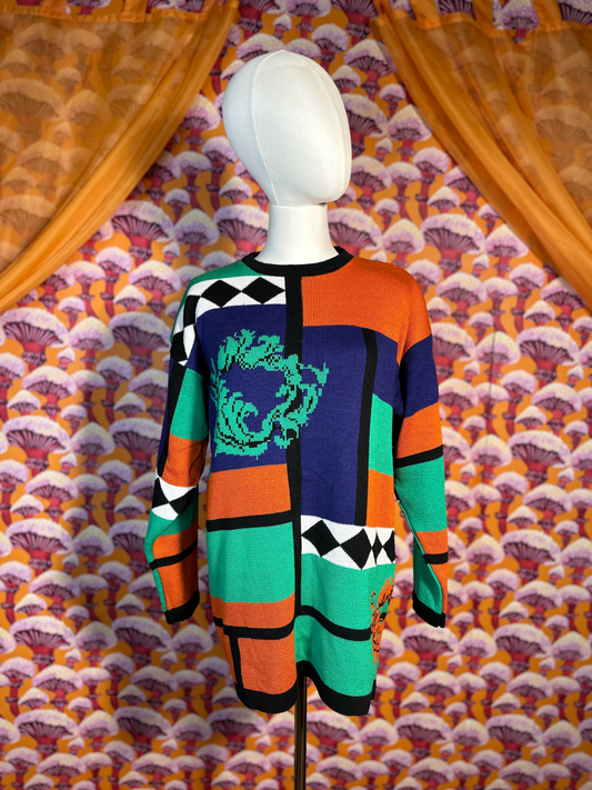 Vintage 80s Abstract Patterned Jumper by Alexon