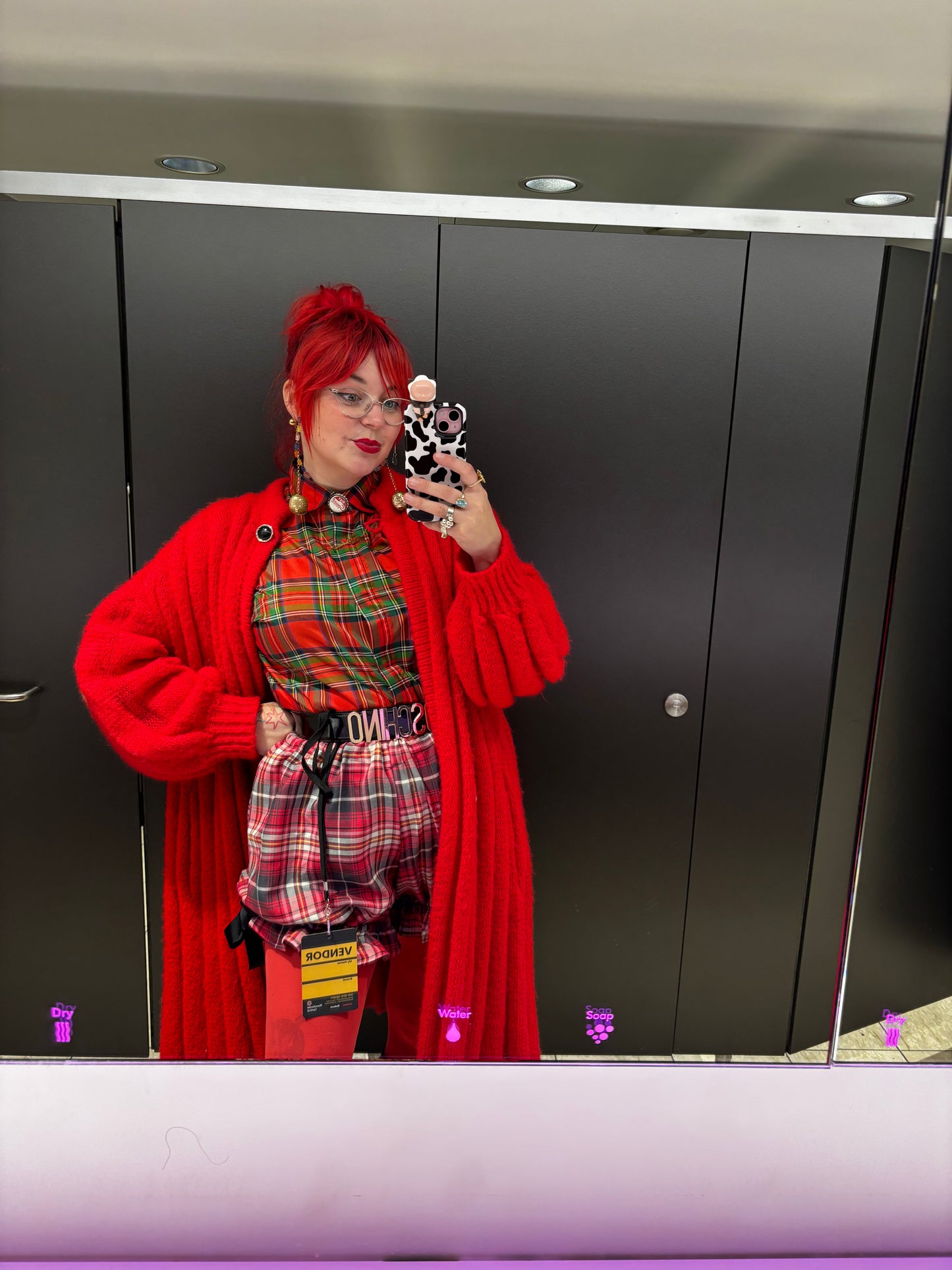 Mini Bloomers | Red & Pink Tartan with Ribbon Ties | Made to order