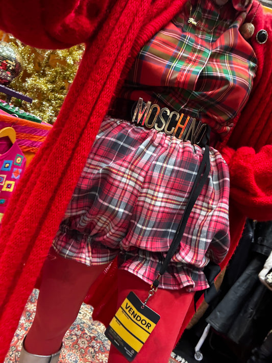 Mini Bloomers | Red & Pink Tartan with Ribbon Ties | Made to order