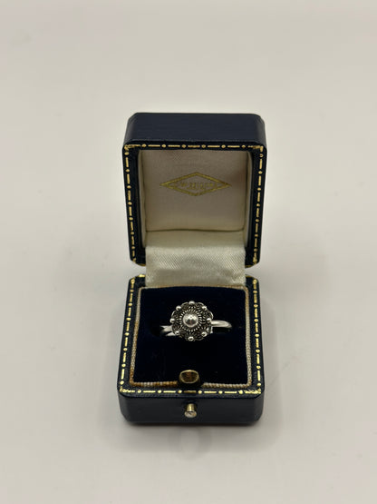 Vintage 925 Silver Ornate Cluster Ring size N1/2