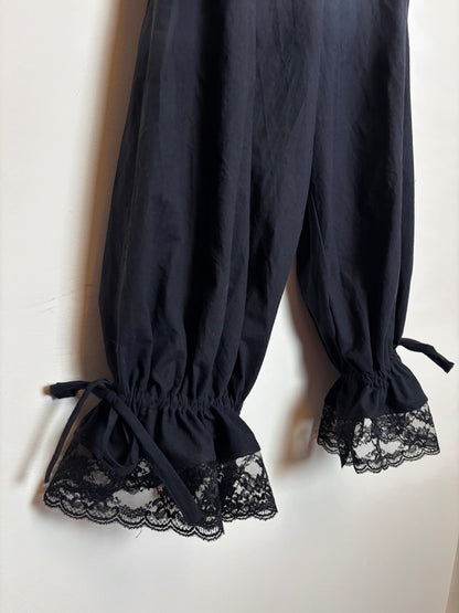 Bloomer Trousers | Black Linen with Vintage Lace | Made to order