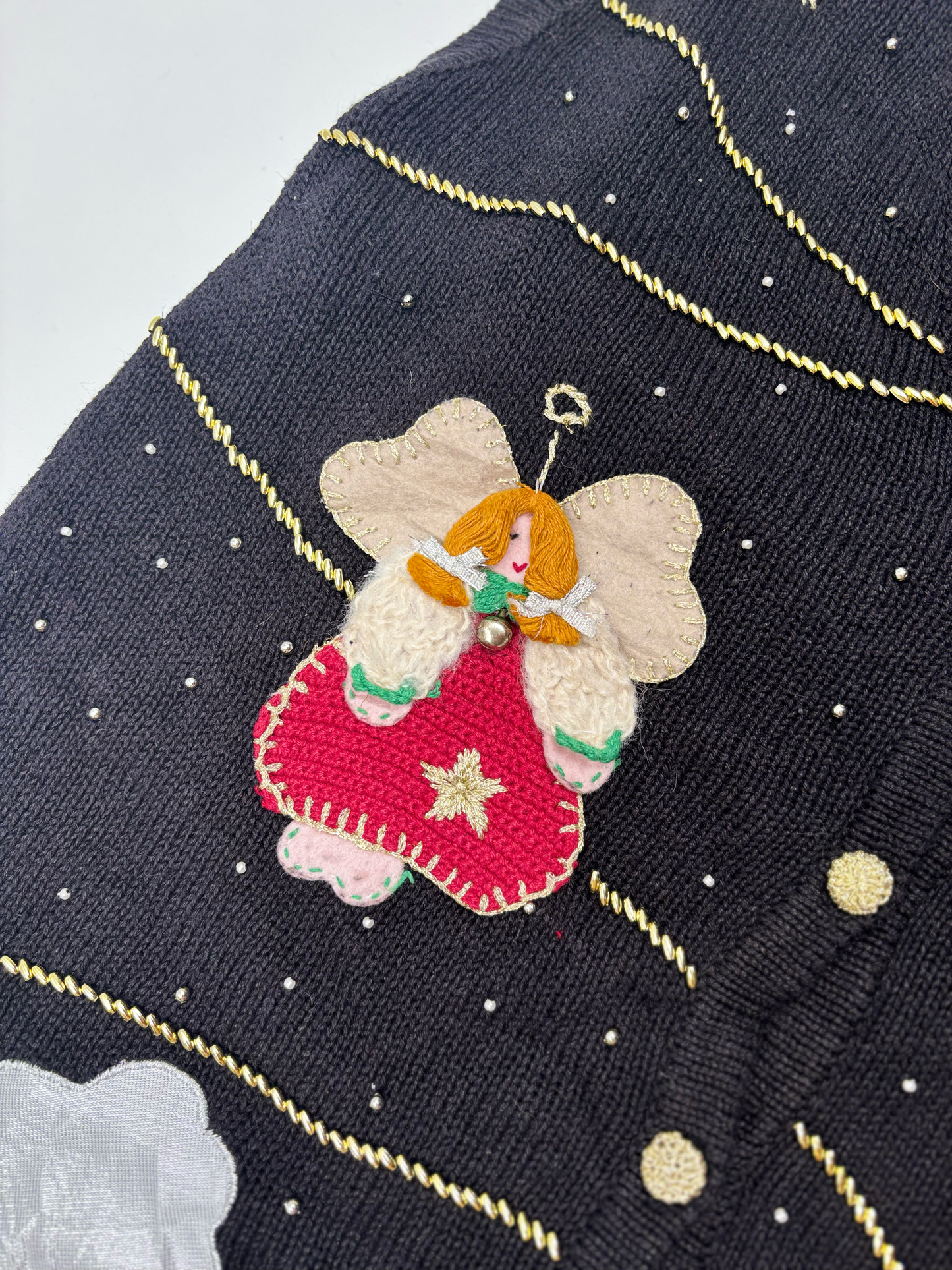 Vintage Christmas Knit Waistcoat with Angel Applique