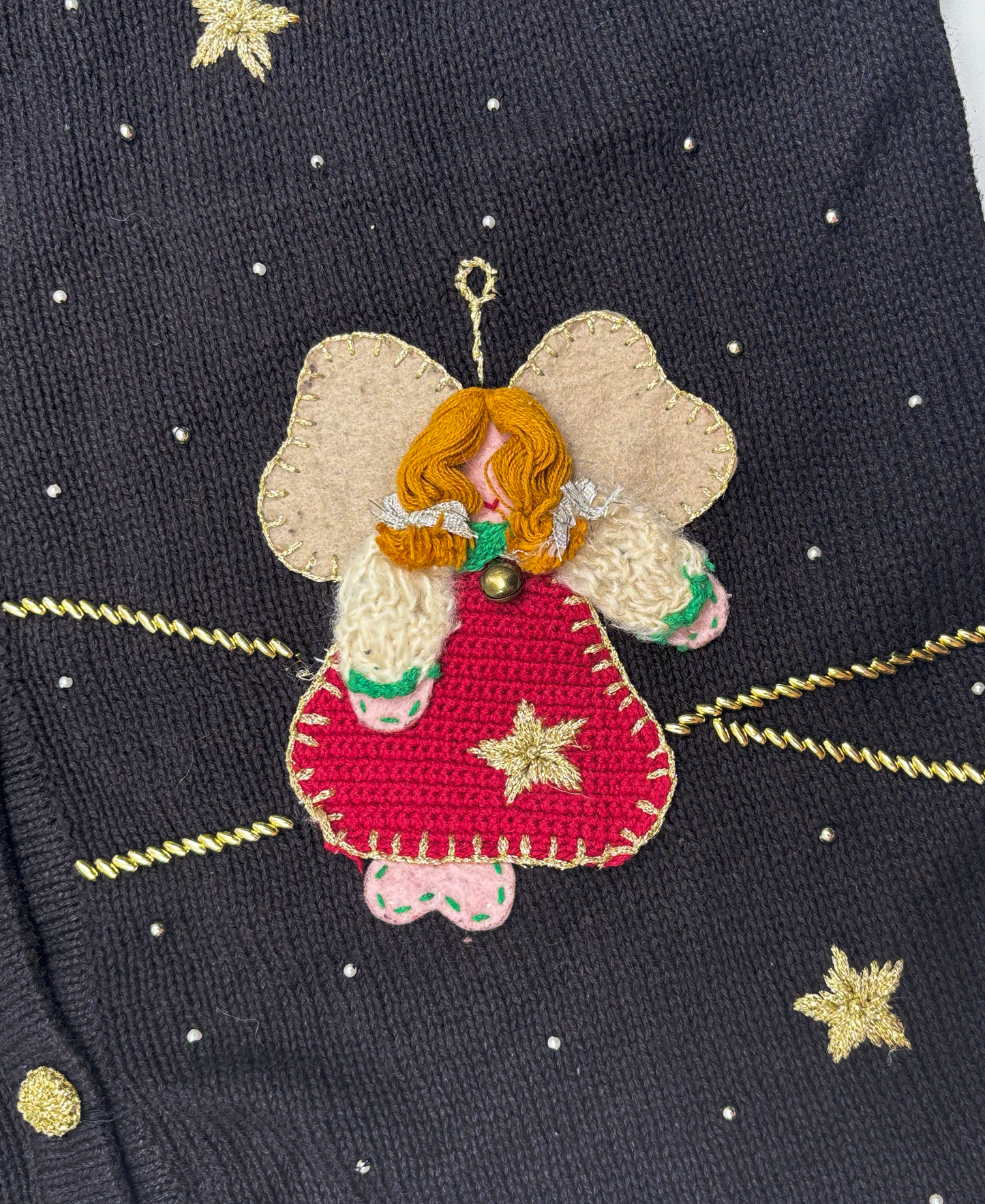 Vintage Christmas Knit Waistcoat with Angel Applique