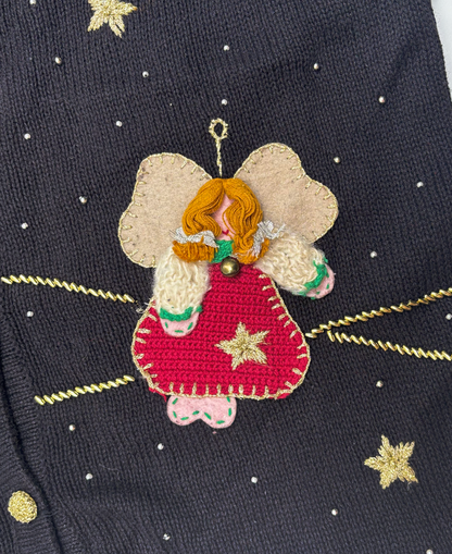 Vintage Christmas Knit Waistcoat with Angel Applique