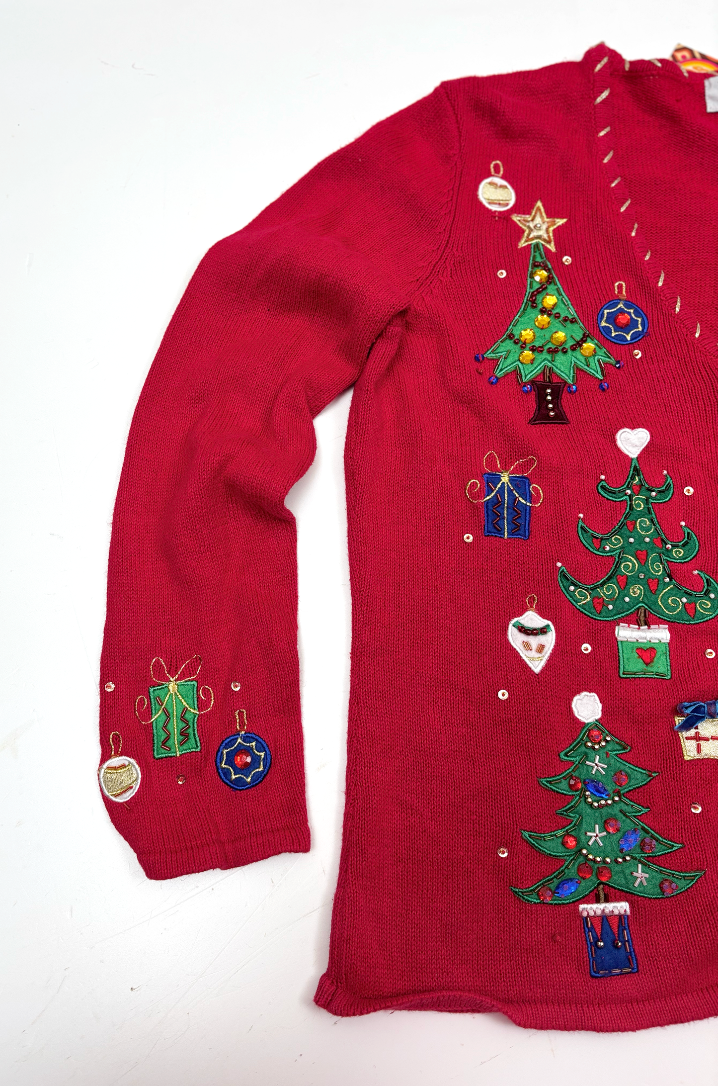 Vintage Christmas Tree Zip Up Cardigan