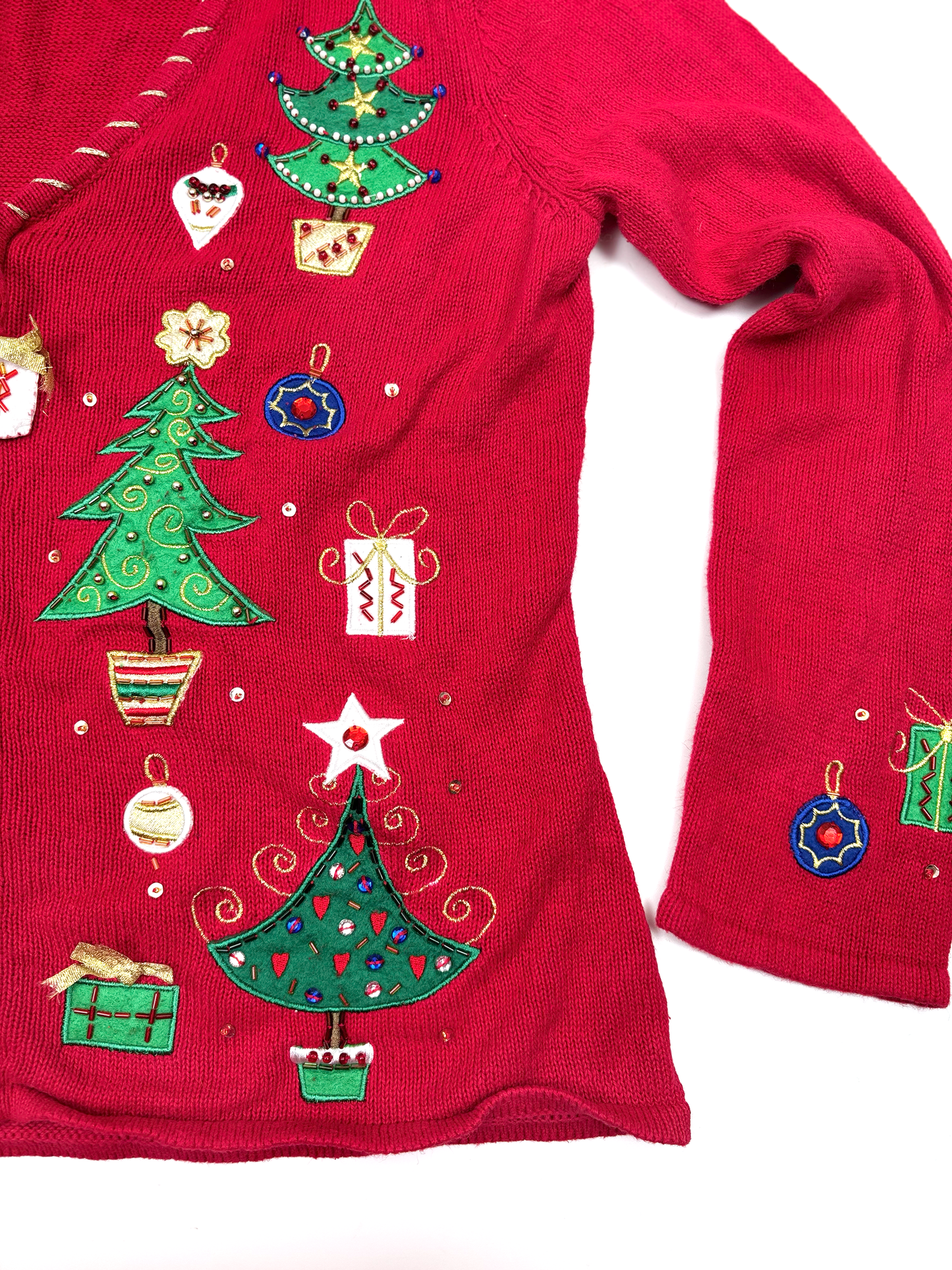 Vintage Christmas Tree Zip Up Cardigan