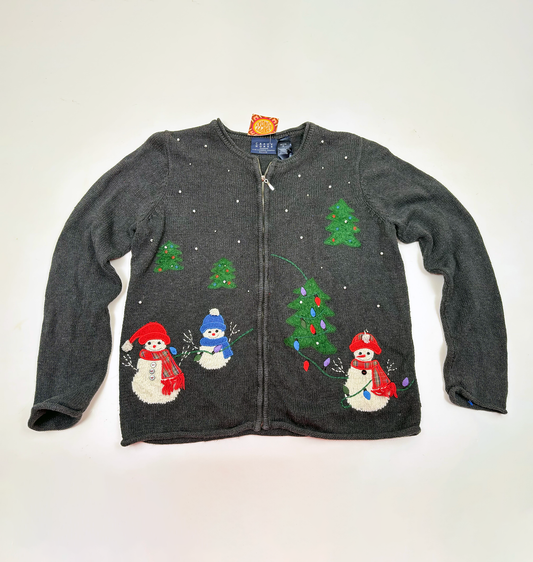 Vintage Christmas Knitted Cardigan with Snowmen
