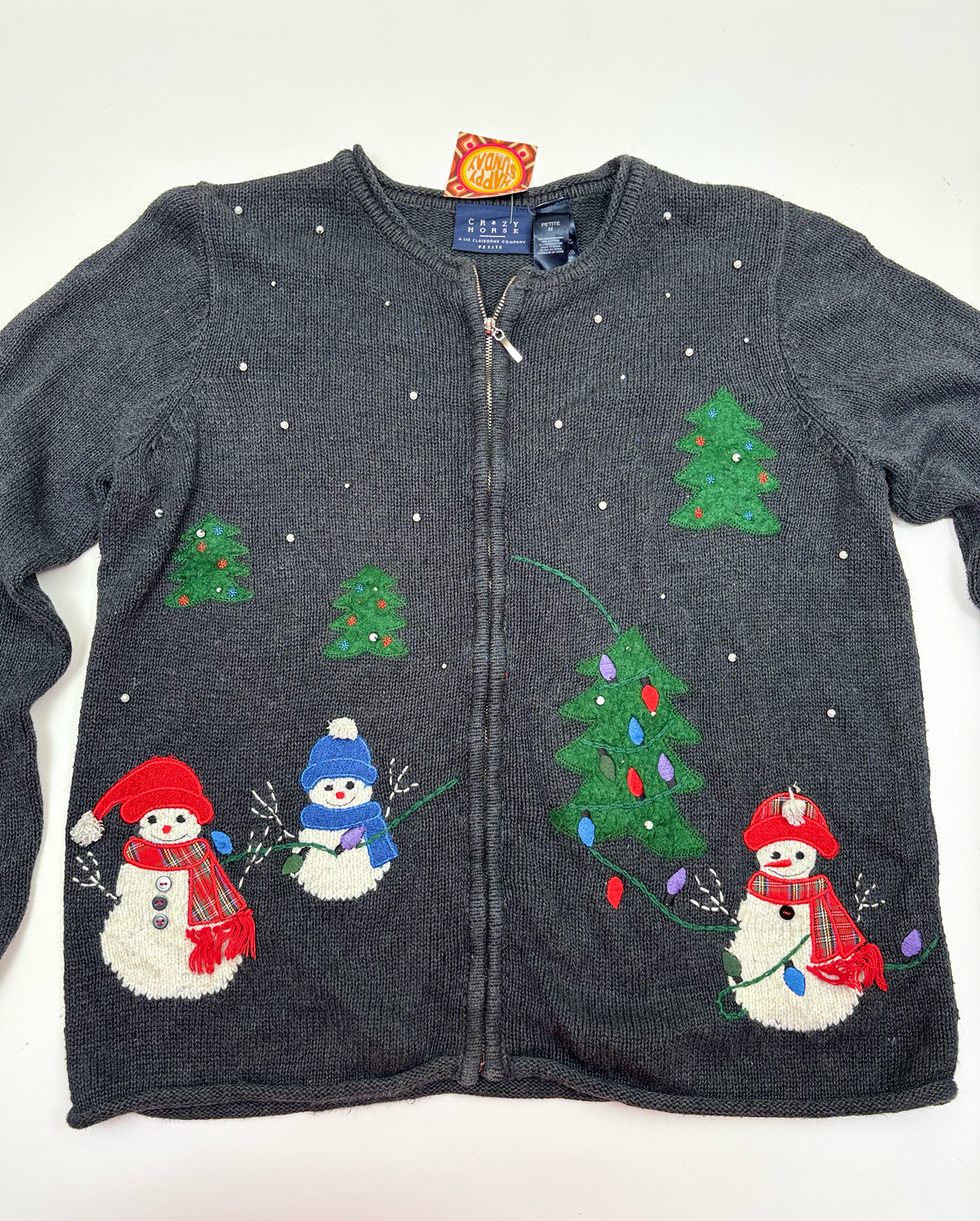 Vintage Christmas Knitted Cardigan with Snowmen