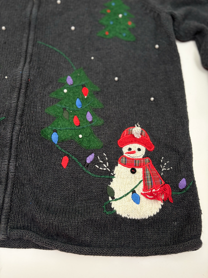 Vintage Christmas Knitted Cardigan with Snowmen