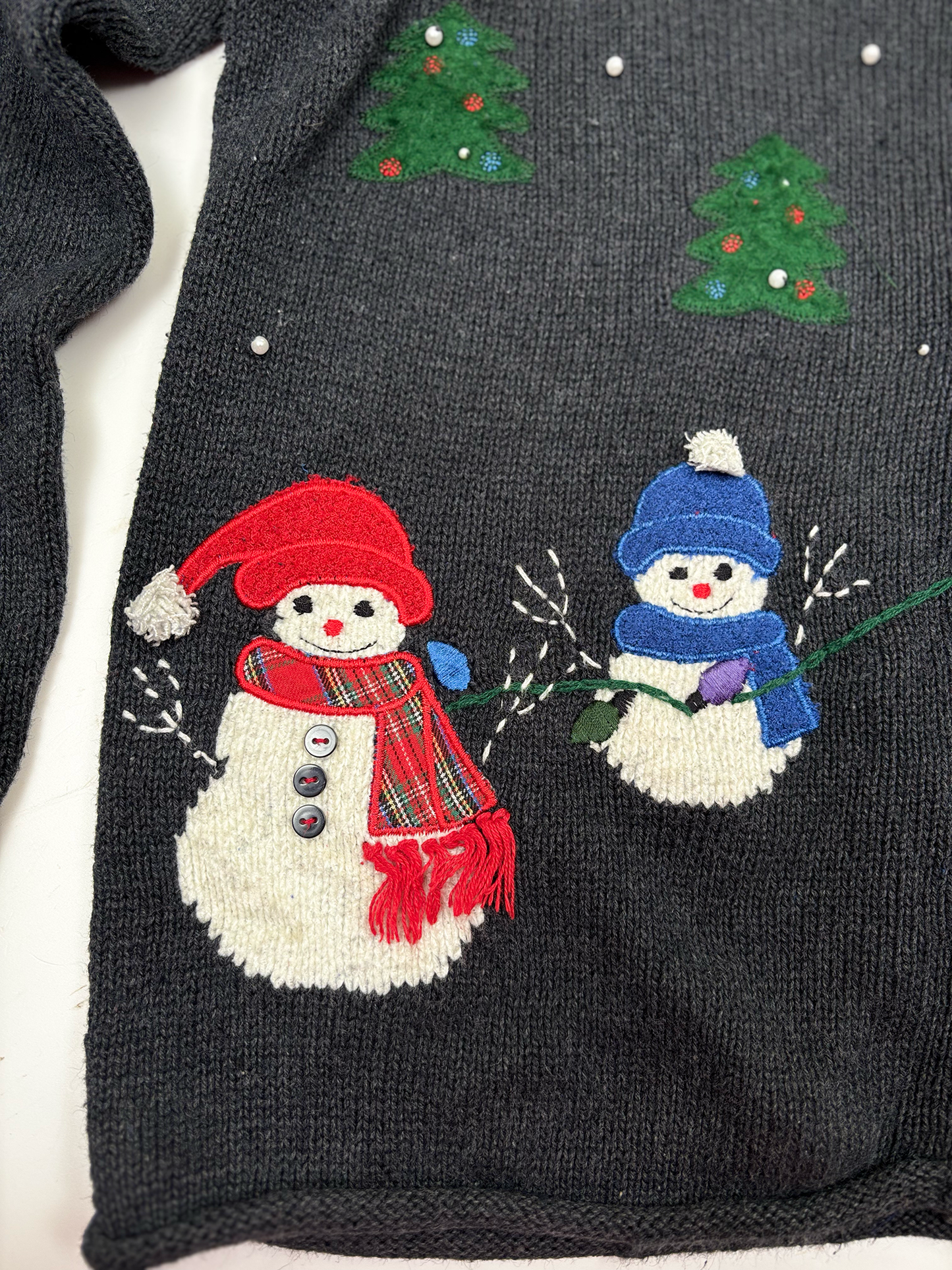 Vintage Christmas Knitted Cardigan with Snowmen