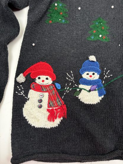 Vintage Christmas Knitted Cardigan with Snowmen
