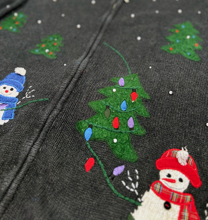 Vintage Christmas Knitted Cardigan with Snowmen