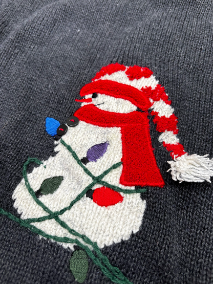 Vintage Christmas Knitted Cardigan with Snowmen