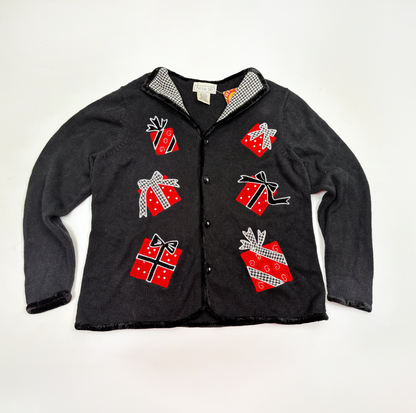 Vintage Christmas Knitted Jacket with Houndstooth Detail