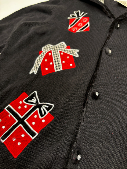 Vintage Christmas Knitted Jacket with Houndstooth Detail