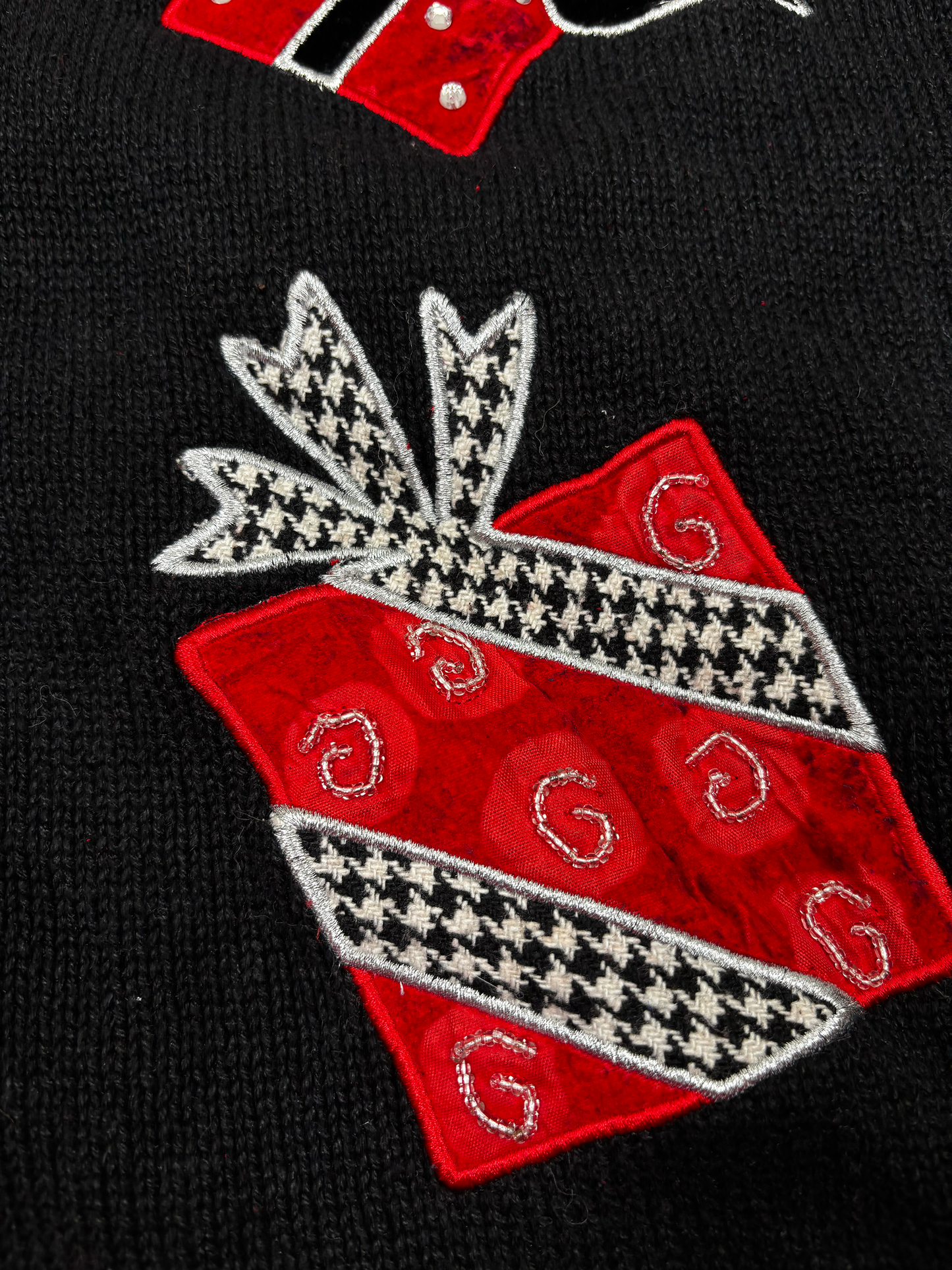 Vintage Christmas Knitted Jacket with Houndstooth Detail