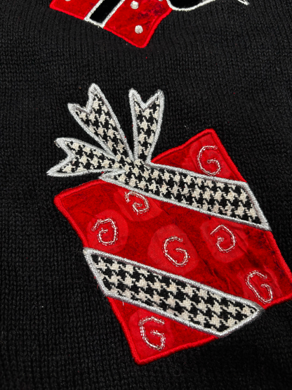 Vintage Christmas Knitted Jacket with Houndstooth Detail