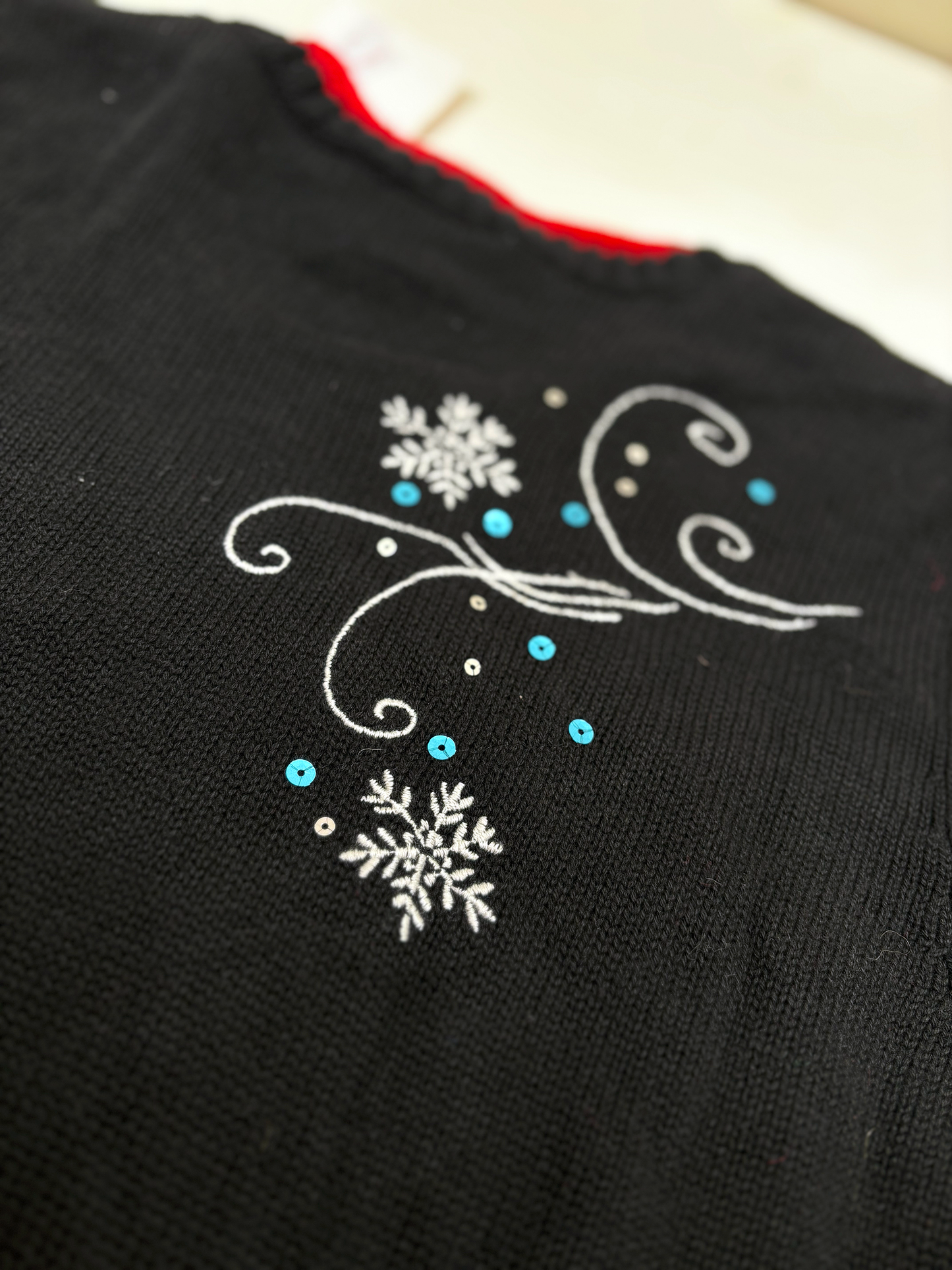 Vintage Christmas Jumper with 'BELIEVE' embellishment