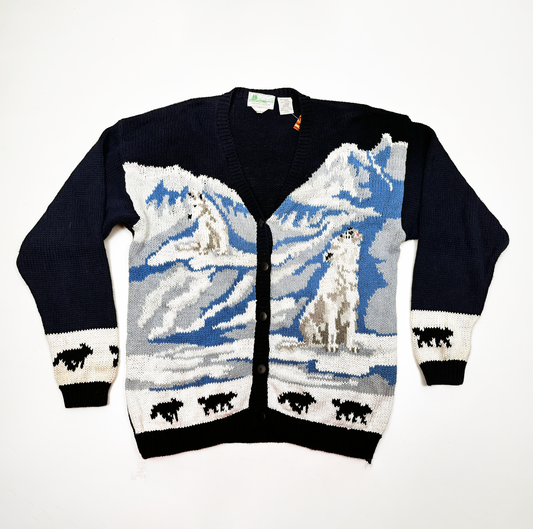Vintage Polar Bear Hand Knitted Cardigan