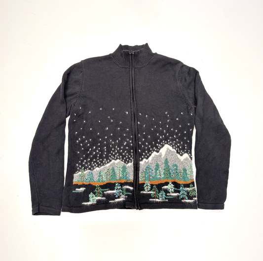 Vintage Winter Scene Zip Jumper