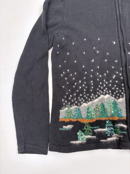 Vintage Winter Scene Zip Jumper