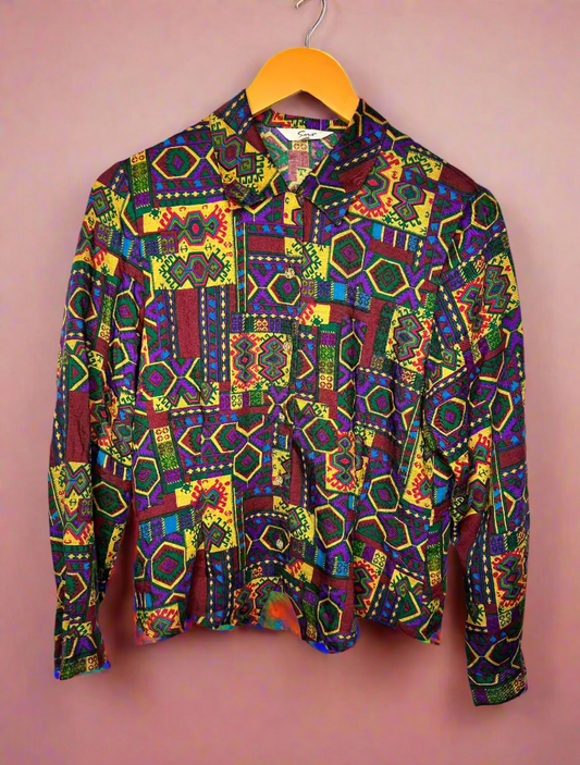 Vintage 80s Blouse in Abstract Pattern