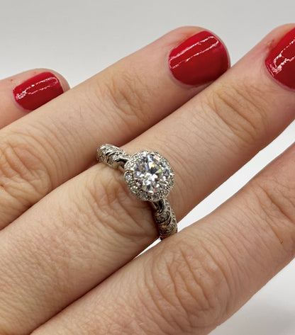 Vintage Sterling Silver Ring Adorned with Clear Stones, Adjustable