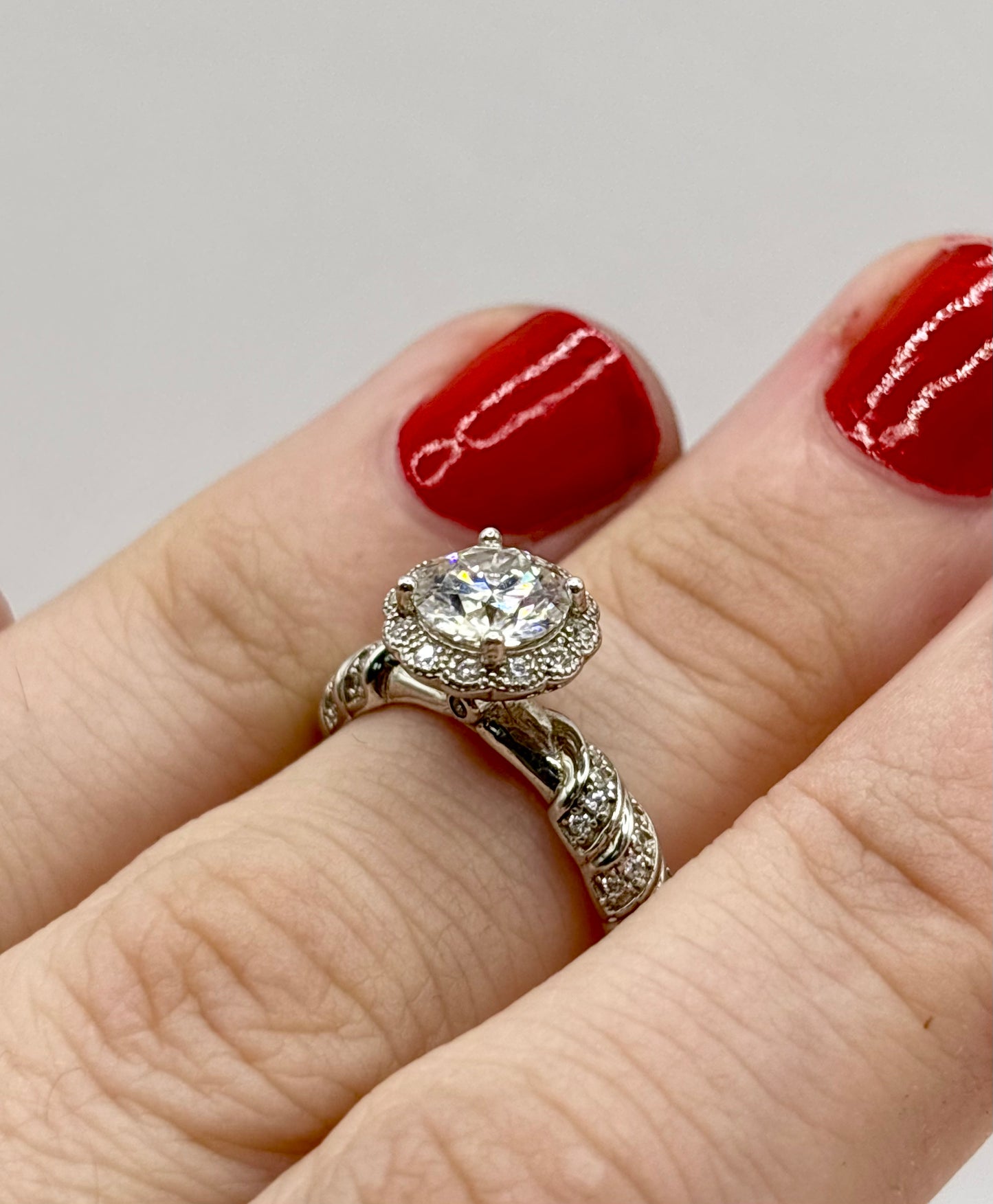 Vintage Sterling Silver Ring Adorned with Clear Stones, Adjustable