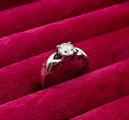 Vintage Sterling Silver Solitaire Ring, size L