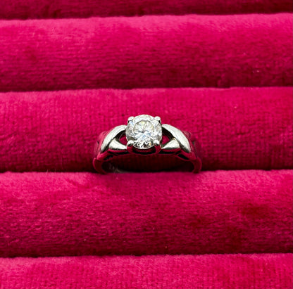 Vintage Sterling Silver Solitaire Ring, size L