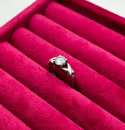 Vintage Sterling Silver Solitaire Ring, size L