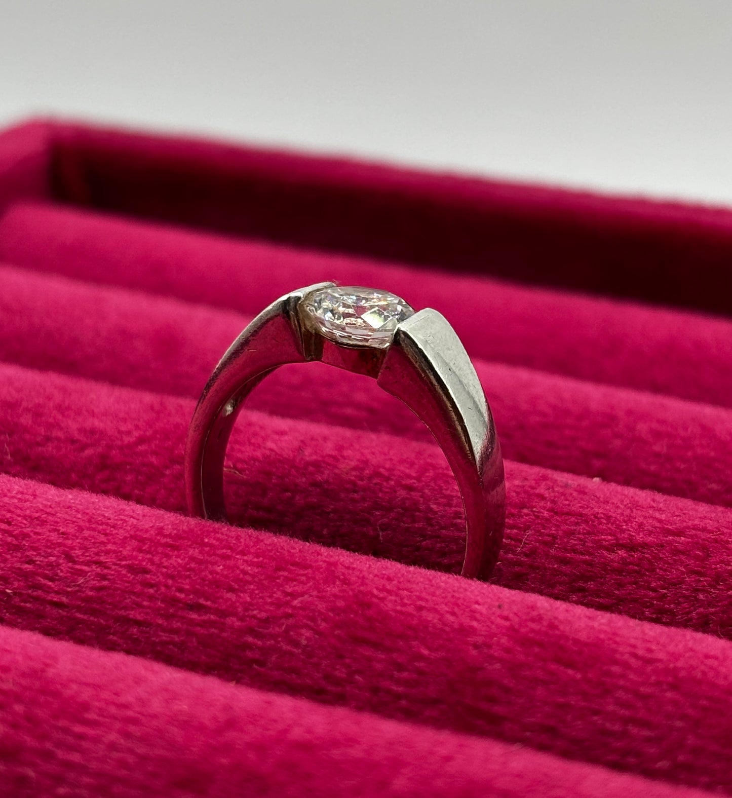 Vintage Sterling Silver Solitaire Ring, size L1/2