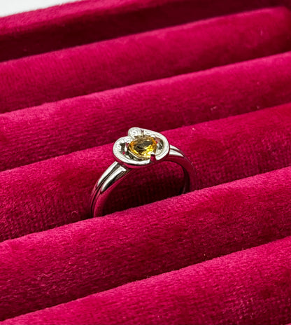 Vintage Sterling Silver Ring with Yellow Stone, size L