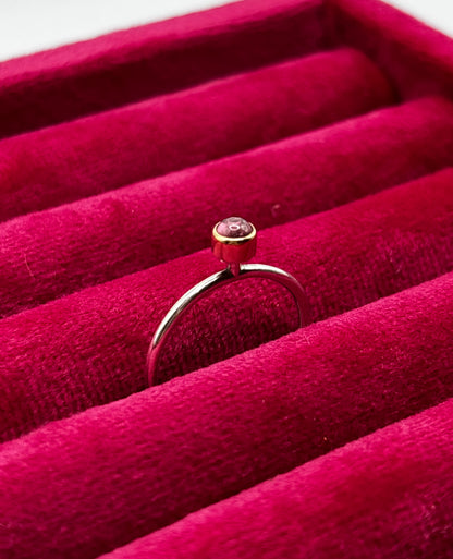 Vintage Sterling Silver Ring with Amethyst and Gold Plate, size M1/2