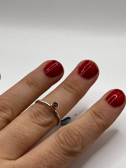 Vintage Sterling Silver Ring with Amethyst and Gold Plate, size M1/2