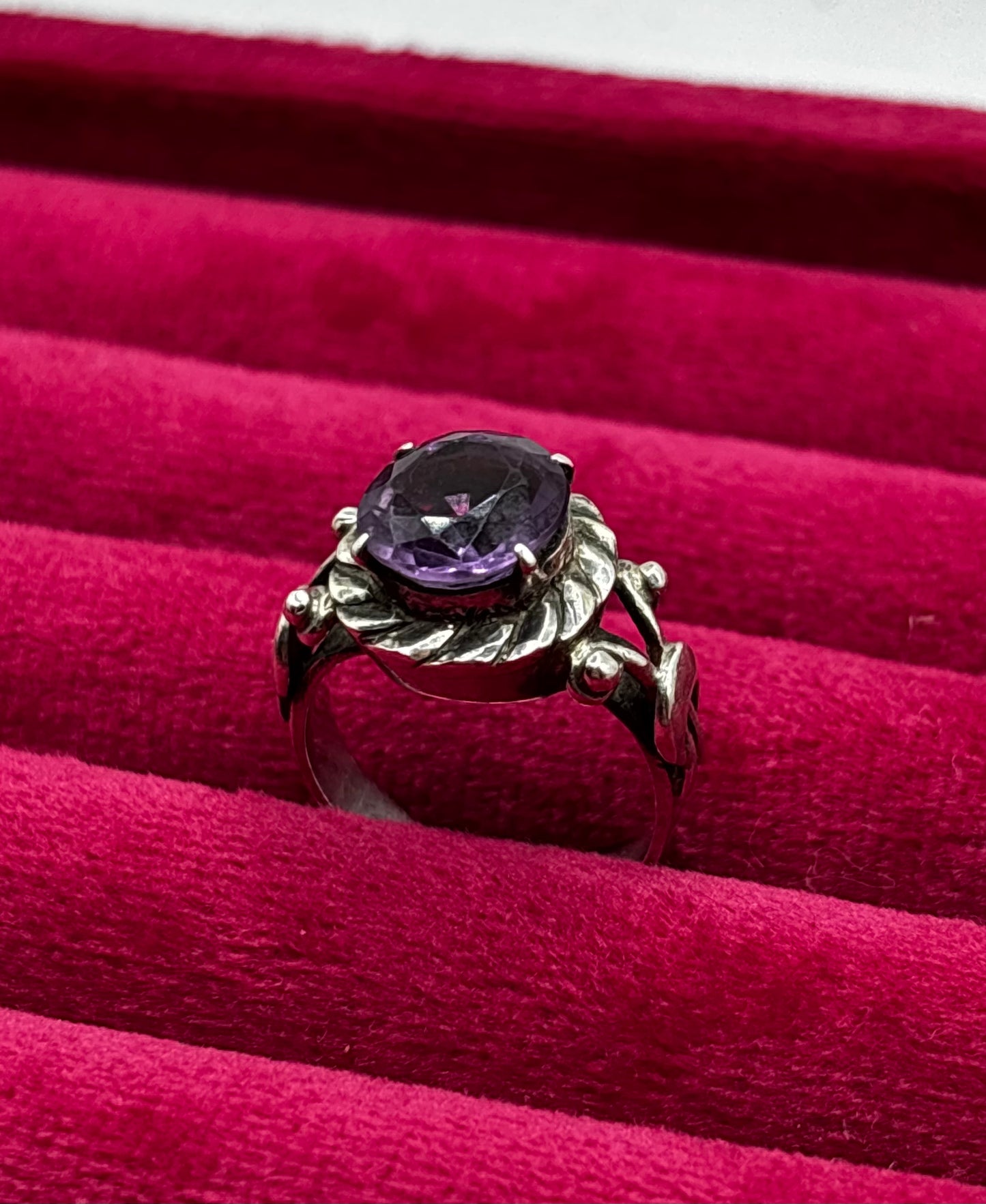 Vintage Sterling Silver Ring with Amethyst, size J