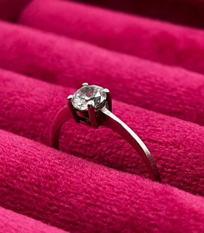 Vintage Sterling Silver Solitaire Ring, size M