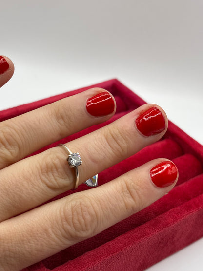 Vintage Sterling Silver Solitaire Ring, size M