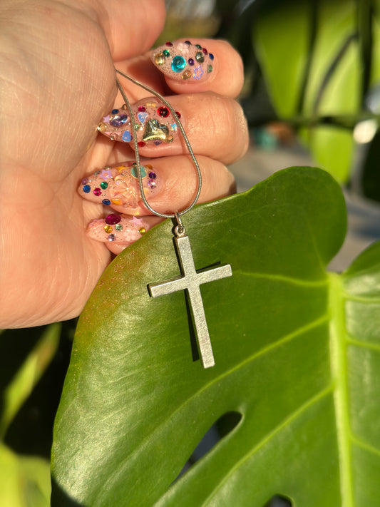 Vintage Sterling Silver Necklace Cross Pendant