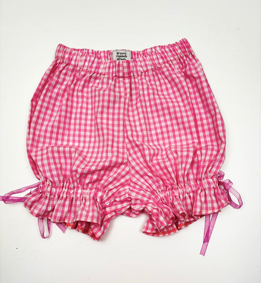 Mini Bloomers // Pink Gingham Cotton // size S (8-12)