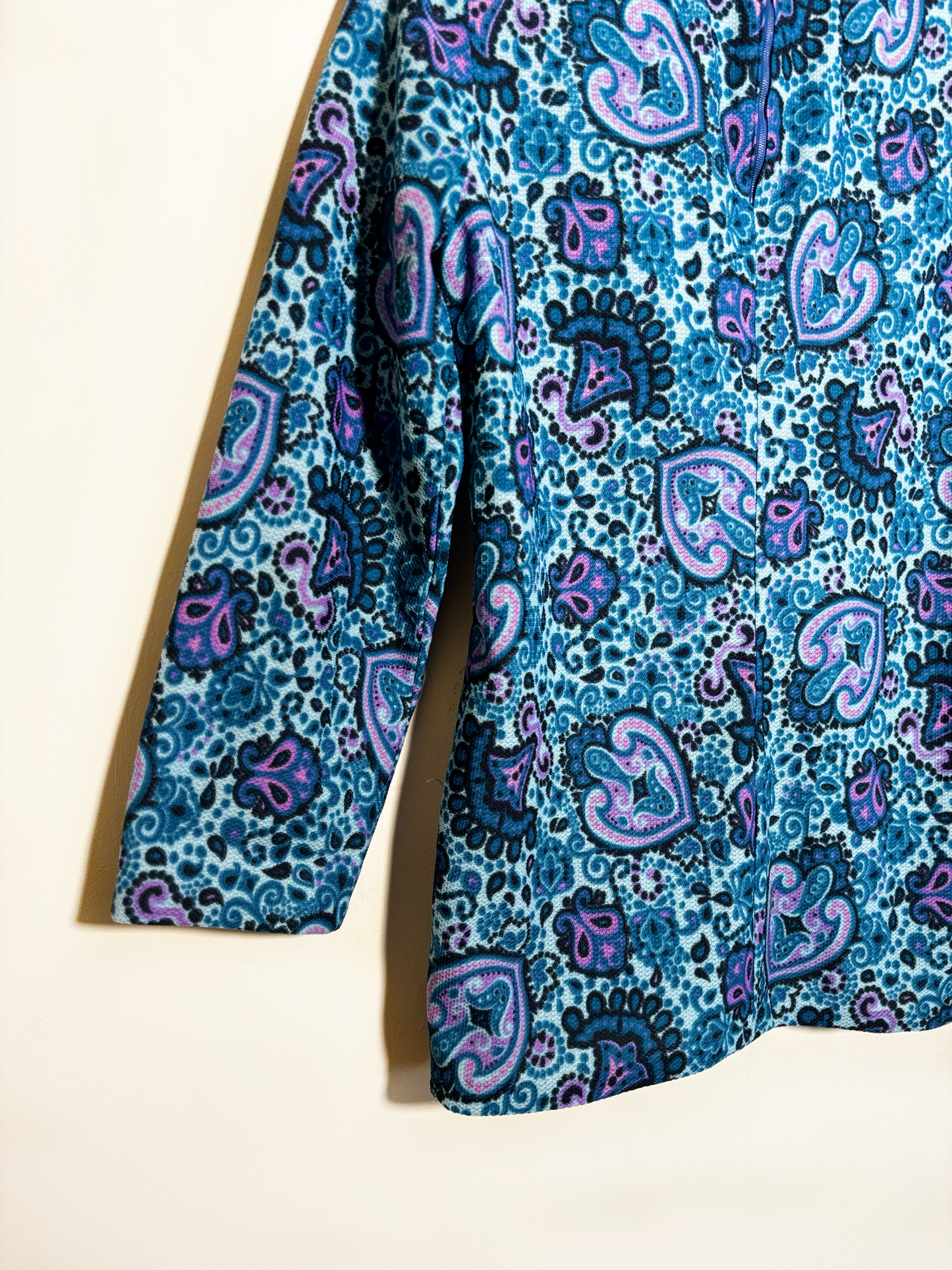 70s Blue Paisley Tunic Top