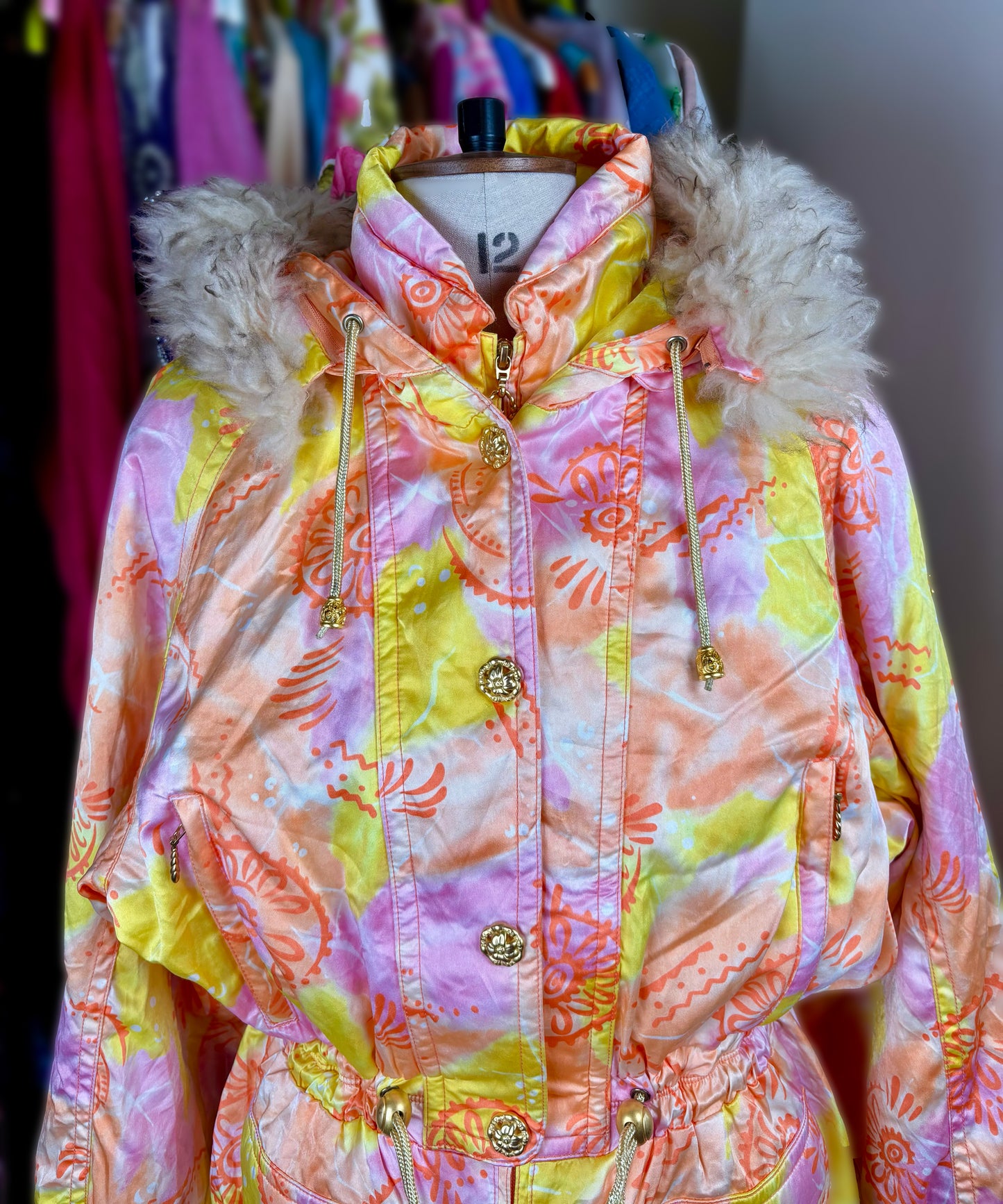 Vintage 1990s Orange and Pink Ski Jacket by Cismon