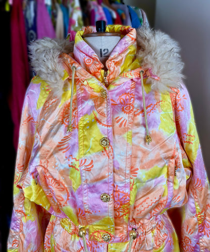 Vintage 1990s Orange and Pink Ski Jacket by Cismon