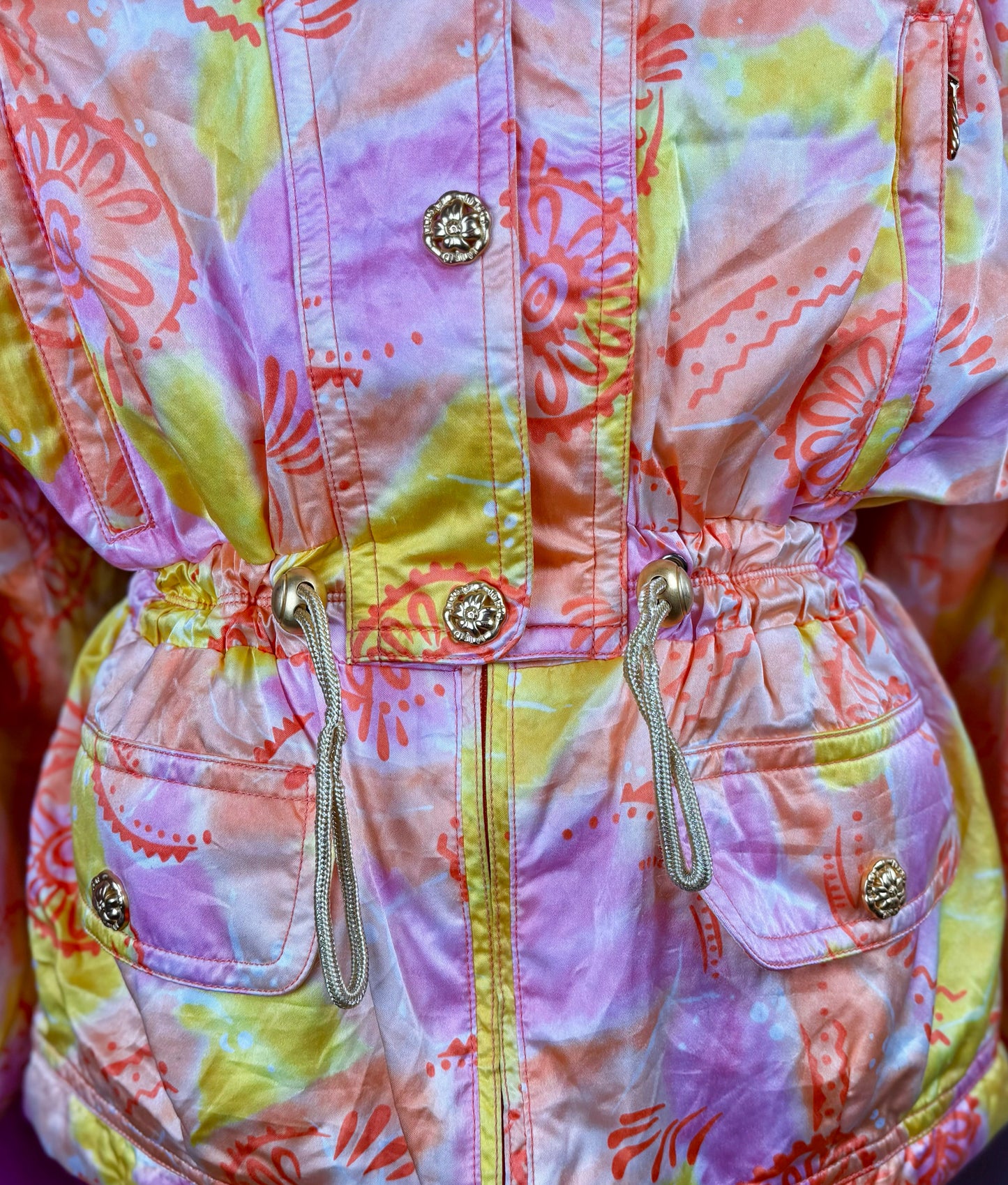 Vintage 1990s Orange and Pink Ski Jacket by Cismon