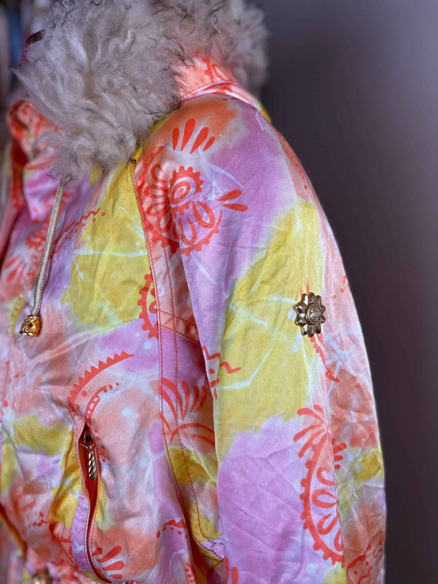 Vintage 1990s Orange and Pink Ski Jacket by Cismon