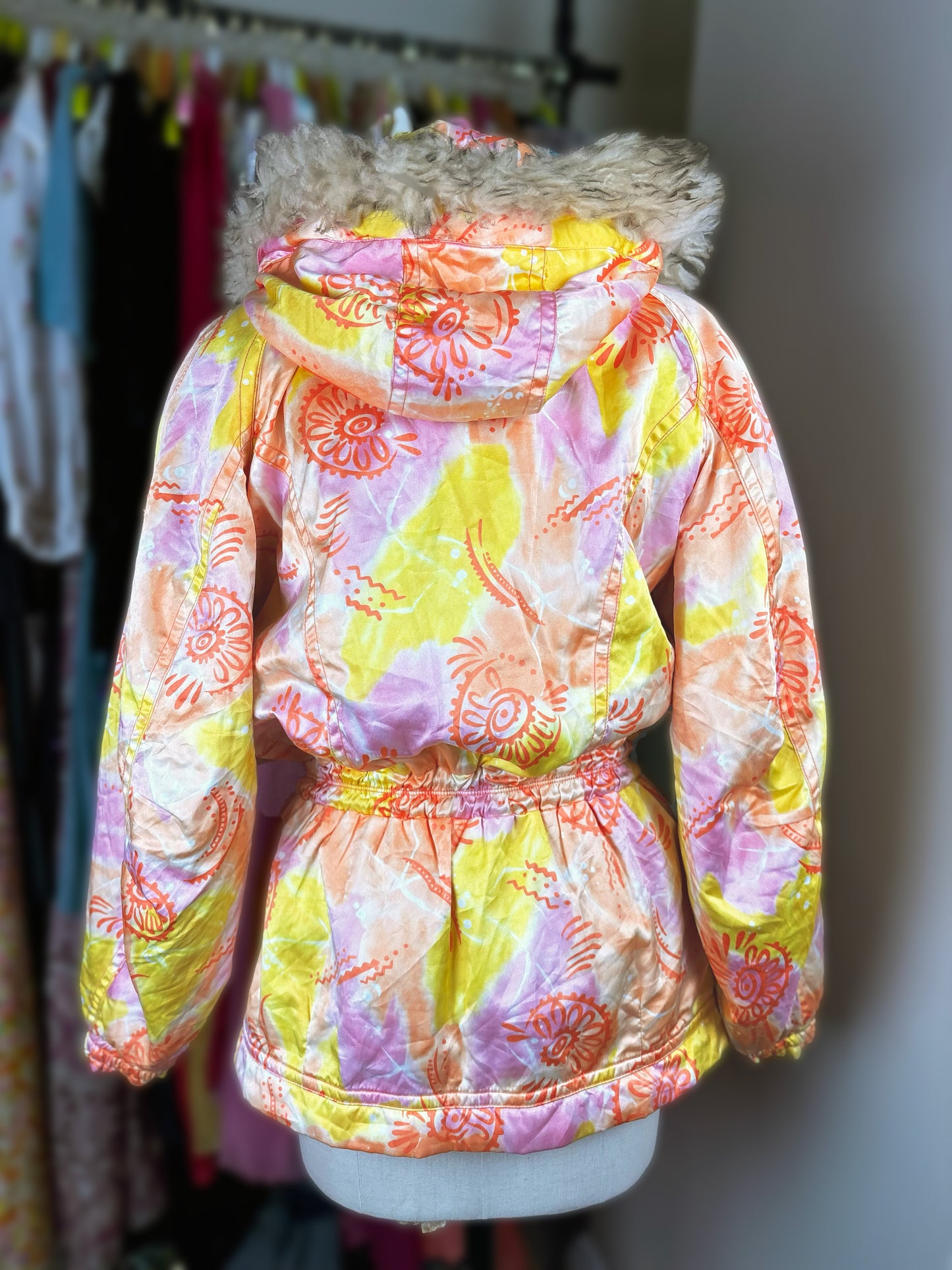 Vintage 1990s Orange and Pink Ski Jacket by Cismon