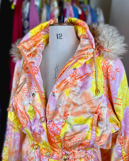 Vintage 1990s Orange and Pink Ski Jacket by Cismon