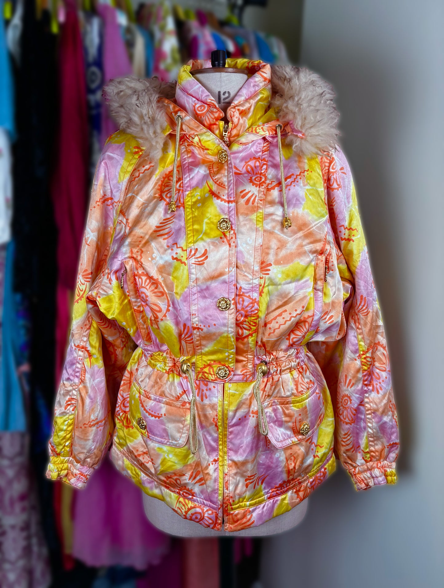 Vintage 1990s Orange and Pink Ski Jacket by Cismon