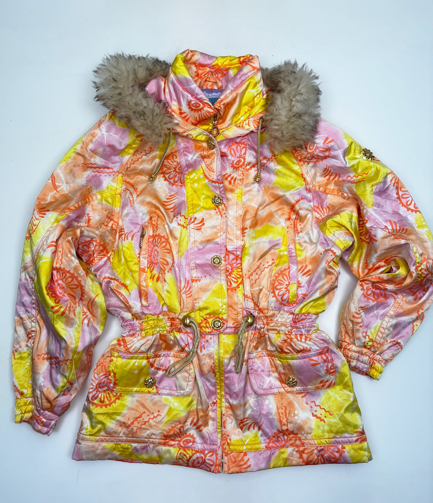 Vintage 1990s Orange and Pink Ski Jacket by Cismon